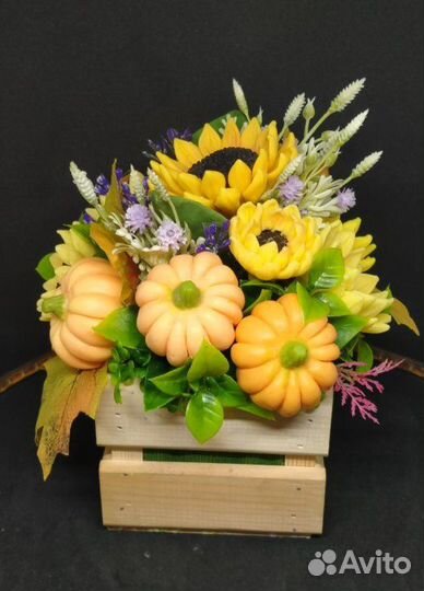 Мыльные цветы букет с подсолнухами