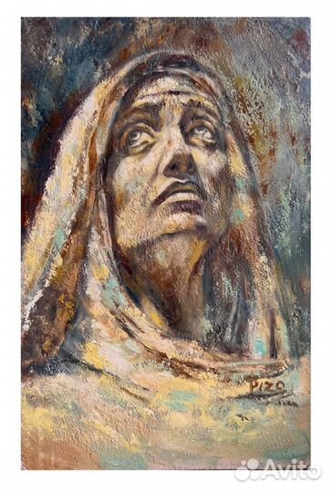 Картина маслом текстура мужской портрет винтаж