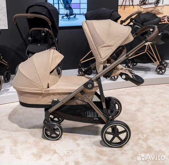 Коляска cybex gazelle almond beige для погодок