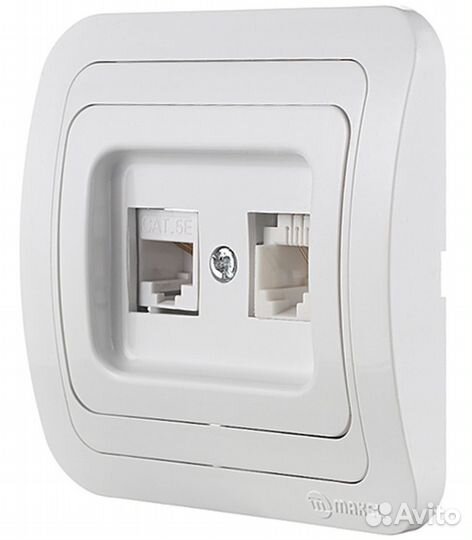 Розетка телефонная/компьютерная с рамкой Mimoza 12