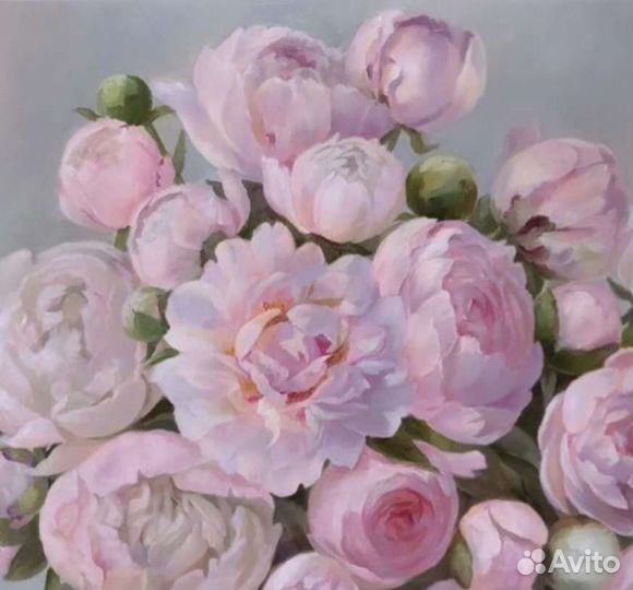 Картина маслом на холсте пионы