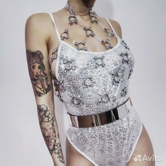 Топ сетка прозрачный с камнями на вечеринку