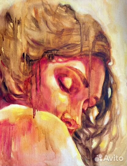 Картина маслом на холсте стильный портрет девушки