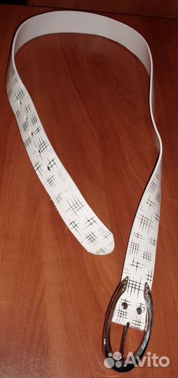 Ремень белый кожзам ширина 3.5 см длина 99 см