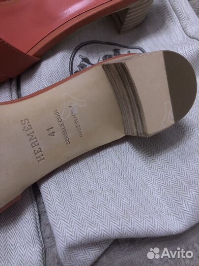 Шлепанцы hermes натуральная кожа