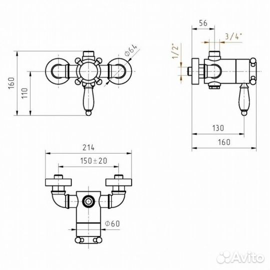 Смеситель для душевой стойки Migliore King 31486 хром