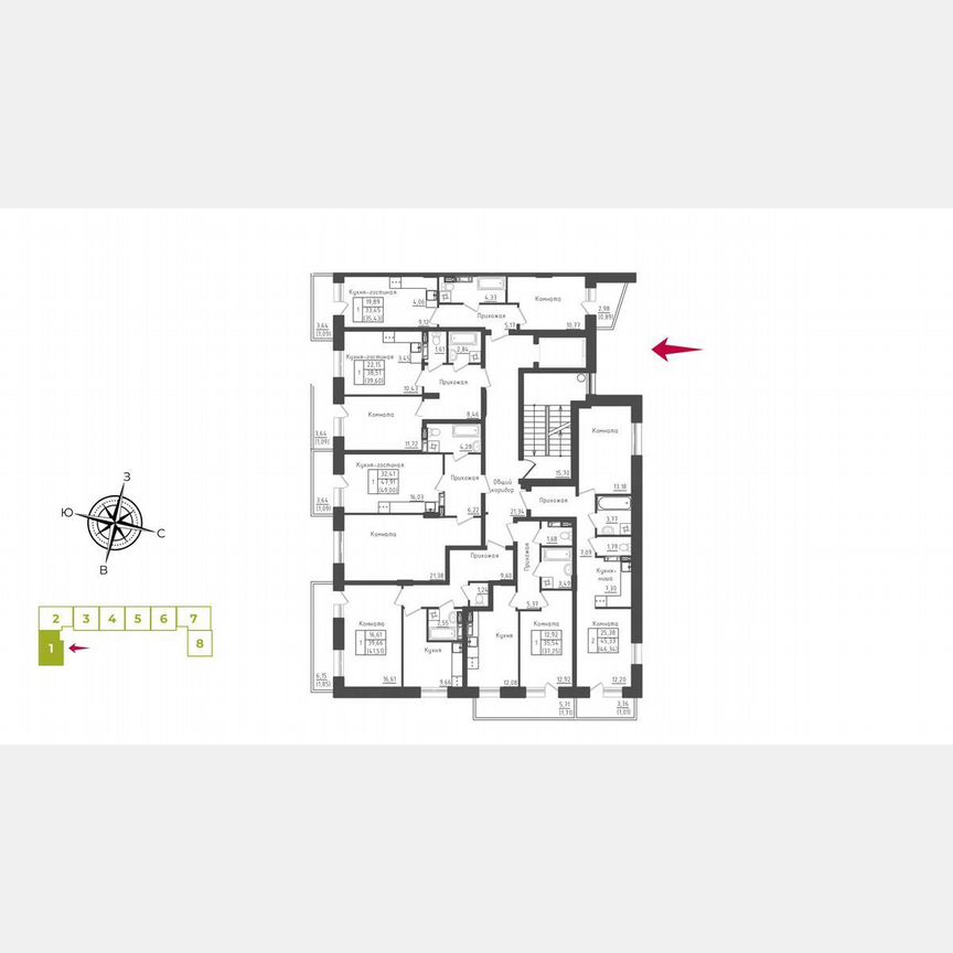 1-к. квартира, 39,4 м², 3/5 эт.