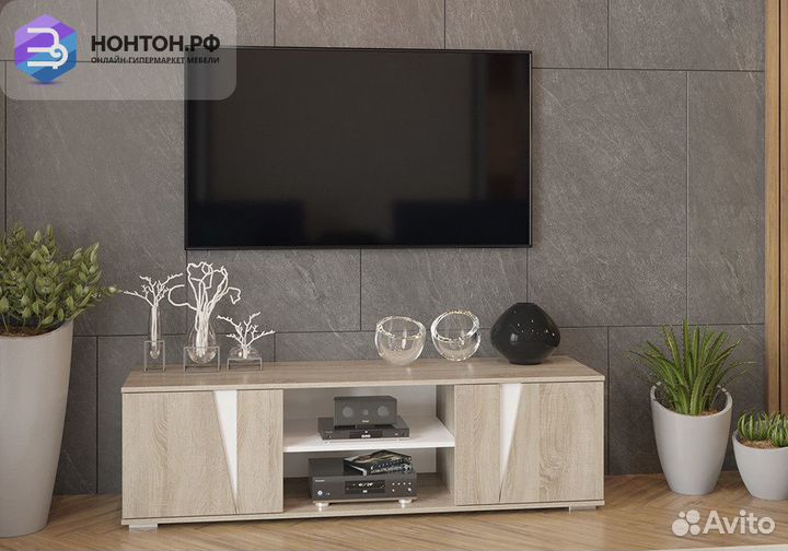 Тумба под тв тип 4 дуб сонома / белый