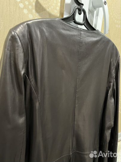 Кожаный плащ 48 женский