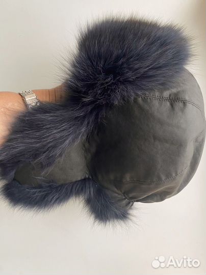 Шапка ушанка нат кожа, нат мех песца (аркт лиса)