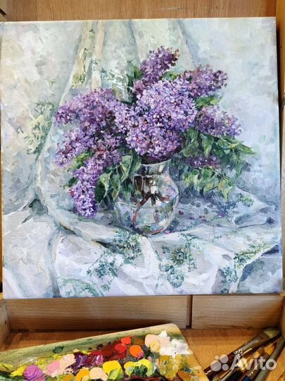 Картина маслом на холсте сирень
