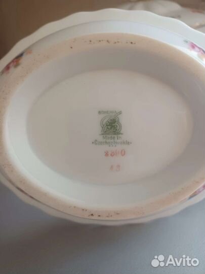 Ваза для конфет + 4 роз. Bohemia антиквар фарфор