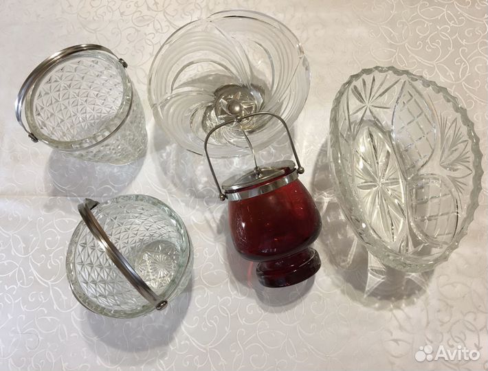 Сахарница стекло СССР хрусталь конфетница 60-е