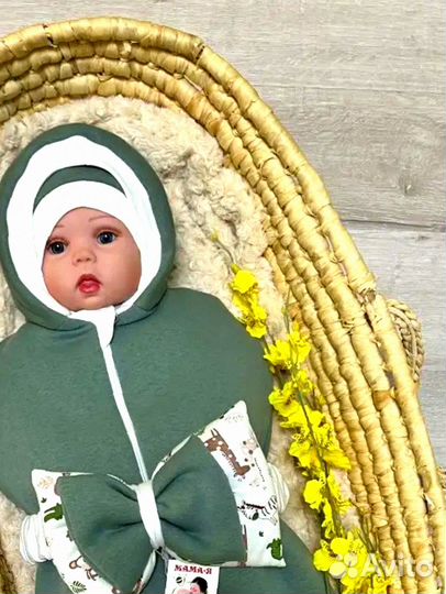 Конверт на выписку новорожденного комплект весенне-летний (цвет холодная полынь)