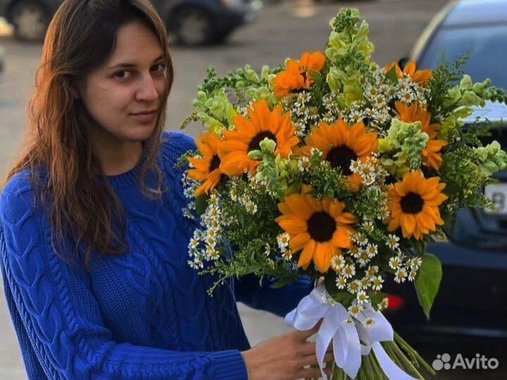 Подсолнухи ромашки букет из подсолнуха