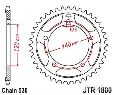 JT Звезда цепного привода JTR1800.47