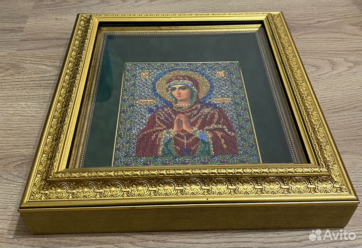 Икона Богородица бисер вышивка ручная работа