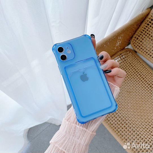 Чехлы на iPhone 11 с карманом под карту цветные