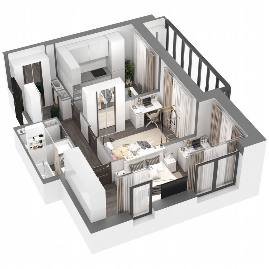 2-к. квартира, 55,4 м², 12/23 эт.