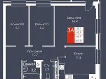 3-к. квартира, 65,9 м², 2/8 эт.