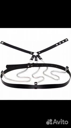 Портупея кожаная с цепями ремени на тело
