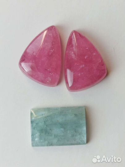 Турмалин. Розовый. Пара на серьги. Одиночный