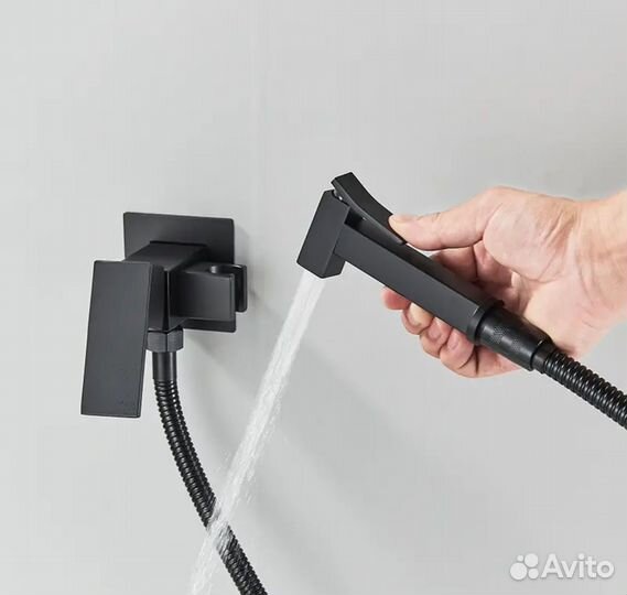 Гигиенический душ смеситель черный встройка