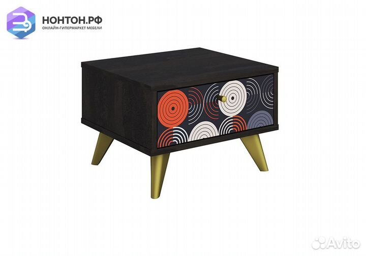 Тумба прикроватная Фьюжн vinil / камень угольный