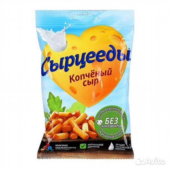 Сырные снэки Сырцееды Сыр Копченый 46г