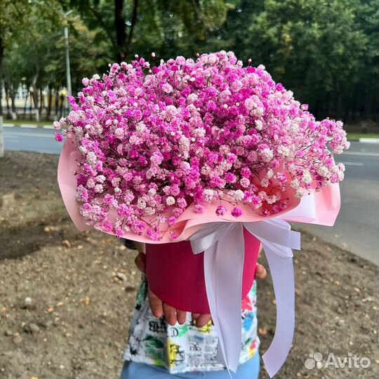 Цветы букет радужная Гипсофила