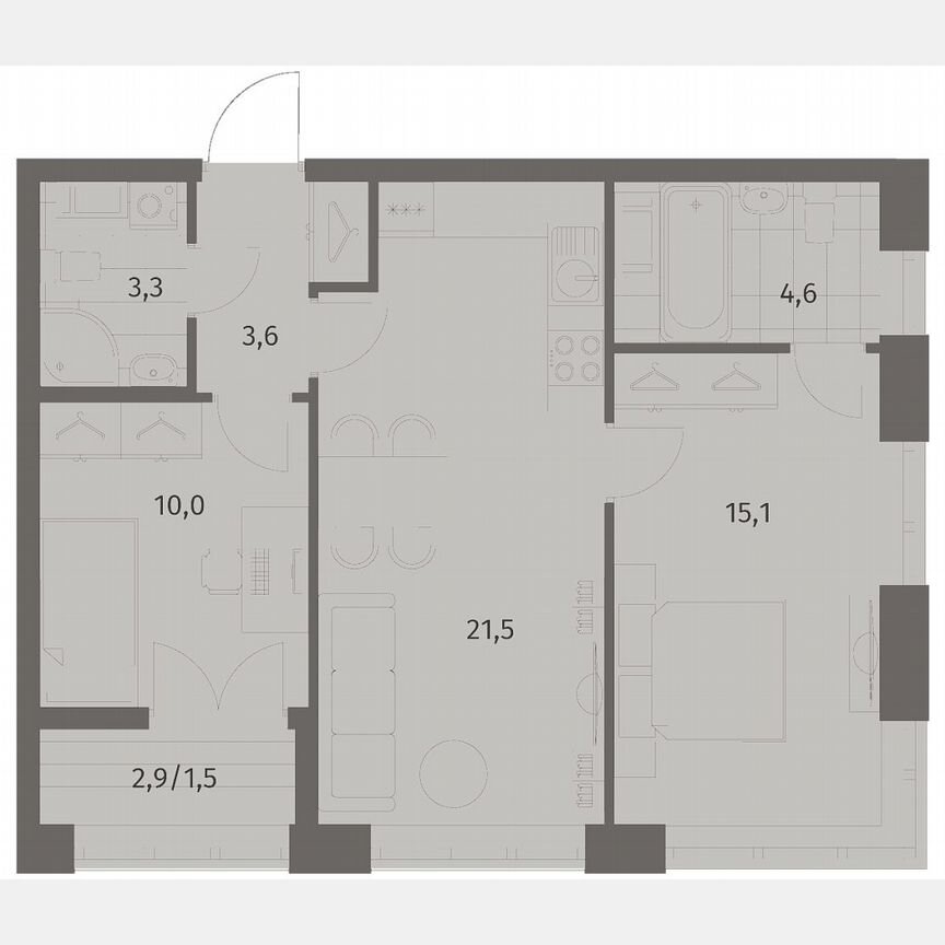 2-к. квартира, 59,6 м², 7/11 эт.
