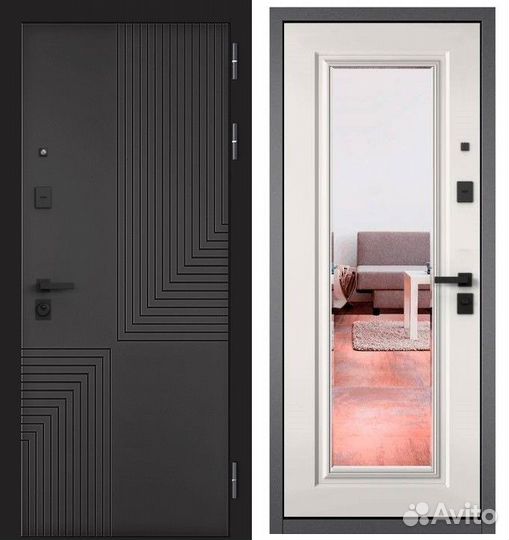 Дверь входная железная с зеркалом