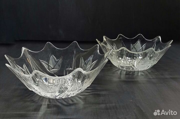 Хрустальная салатница 2 штуки