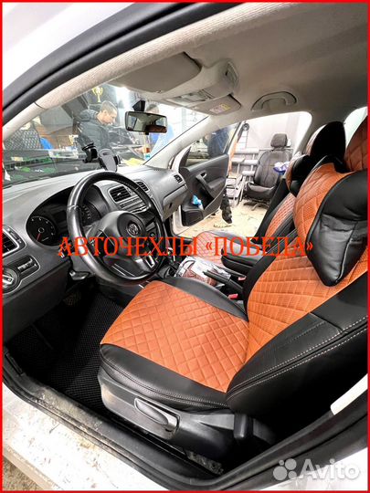 Чехлы Volkswagen Polo 5 Sd из экокожи чёрно-коричн