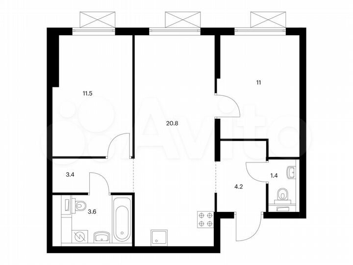 2-к. квартира, 55,9 м², 8/16 эт.