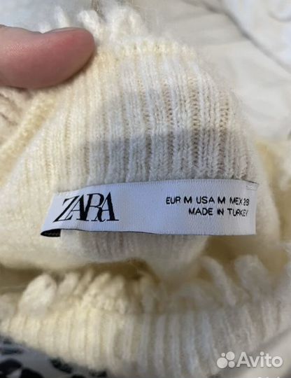 Свитер Zara с вышивкой зимний 46- 48