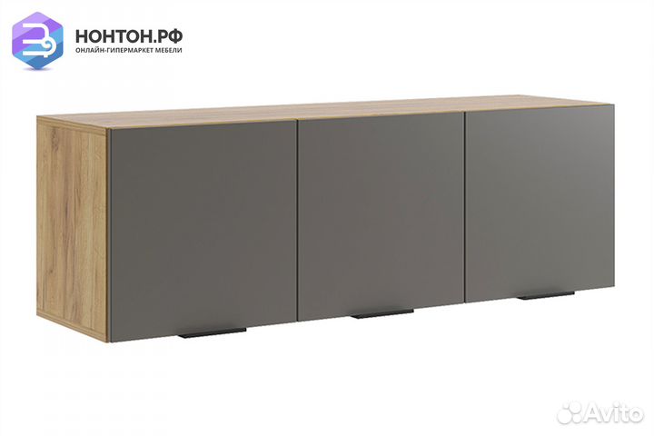 Антресоль трехдверная Бери дуб крафт золотой / гра