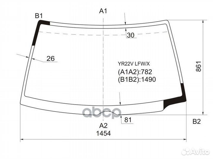 Стекло лобовое (вырез под щетки) toyota townace