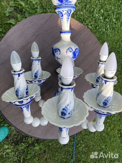 Люстра потолочная и бра гжель