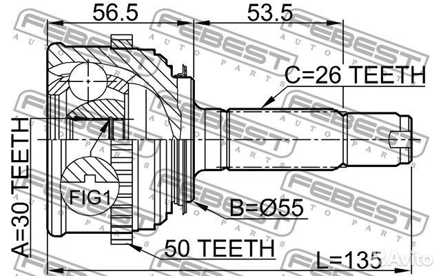 Шрус наружный 30x55x26