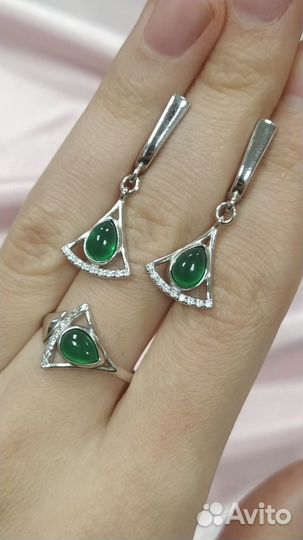 Комплект с агатом, серебро 925