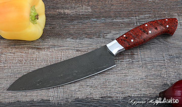 Поварской нож № 10 сталь Х12мф акрил красный