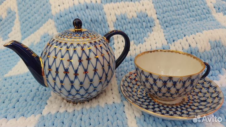 Фарфоровый чайный сервиз Кобальтовая сетка