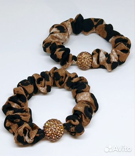 Резинки для волос леопардовый принт, 2шт