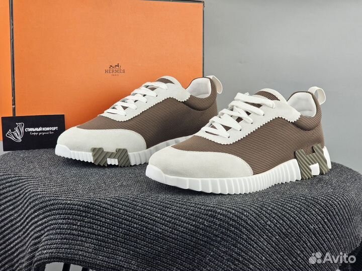Кроссовки мужские Hermes Bouncing Brown White 45