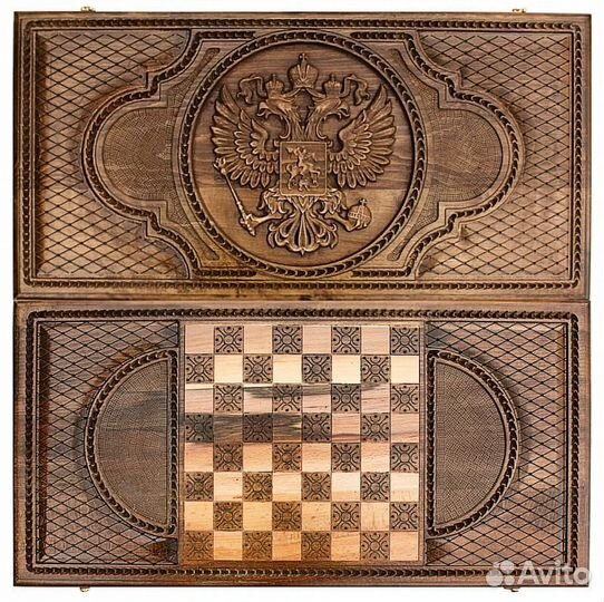 Нарды и шашки резные Великая страна 61 х 61 см дерево Армения 62535