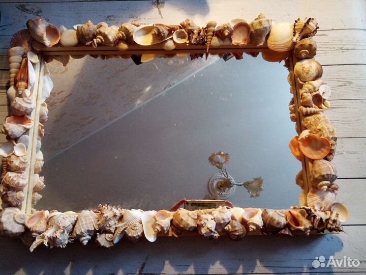 Зеркало из ракушек ручная работа