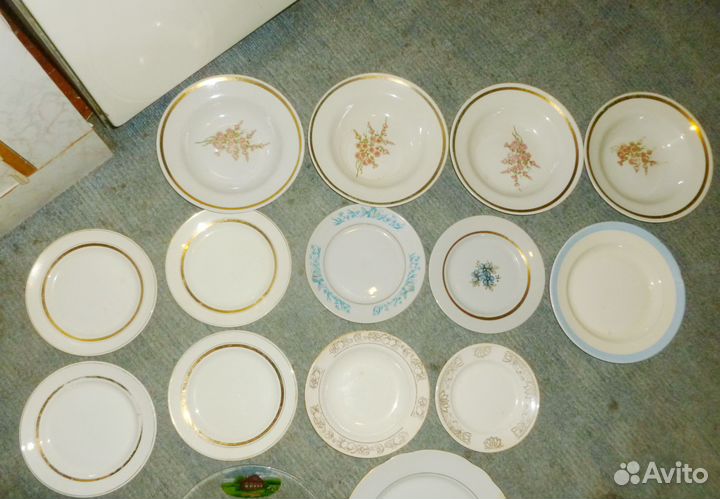 Тарелки, пиалы, блюда, салатник, стаканы - б/у