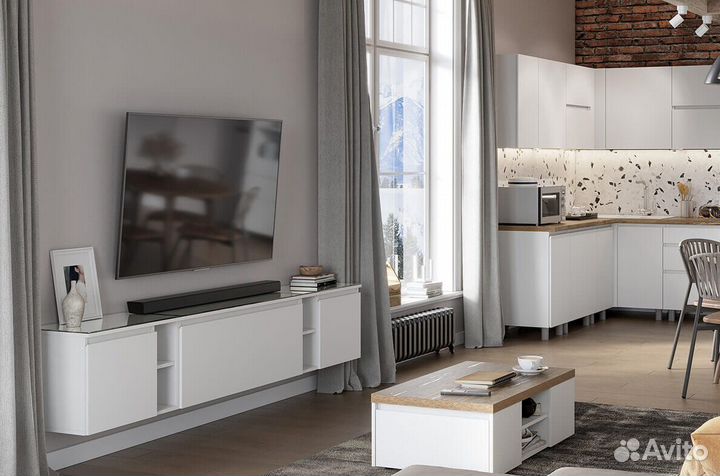 Модульная тв тумба с ящиками белая