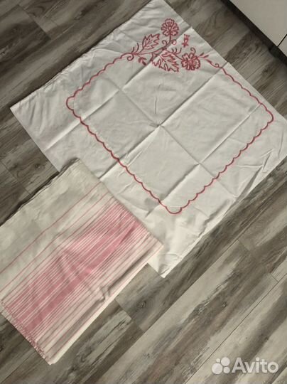 Наволочка с вышивкой СССР и простынь
